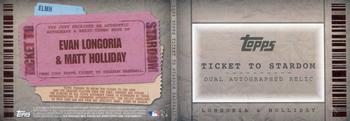 2009 Topps Ticket to Stardom - Autograph Relics Dual Red #ELMH Evan Longoria  / Matt Holliday Back