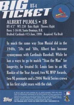2009 Topps Ticket to Stardom - Big Ticket #BT-4 Albert Pujols Back