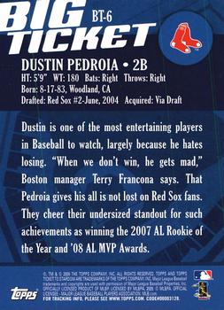 2009 Topps Ticket to Stardom - Big Ticket #BT-6 Dustin Pedroia Back