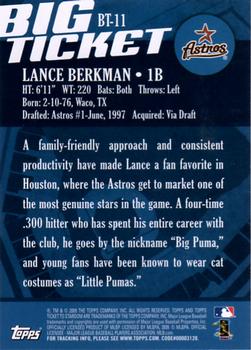 2009 Topps Ticket to Stardom - Big Ticket #BT-11 Lance Berkman Back