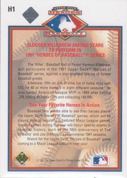 1991 Upper Deck - Heroes of Baseball Autographed #H1 Harmon Killebrew Back
