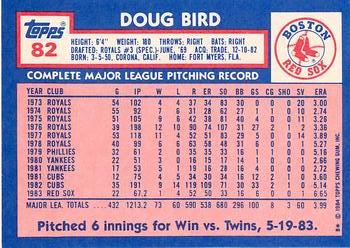 1984 Topps - Collector's Edition (Tiffany) #82 Doug Bird Back