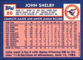 1984 Topps - Collector's Edition (Tiffany) #86 John Shelby Back