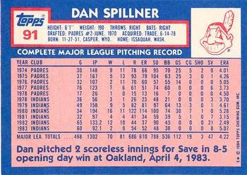 1984 Topps - Collector's Edition (Tiffany) #91 Dan Spillner Back