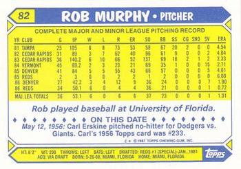 1987 Topps - Collector's Edition (Tiffany) #82 Rob Murphy Back