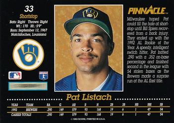 1993 Pinnacle #33 Pat Listach Back