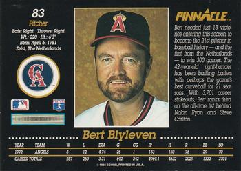 1993 Pinnacle #83 Bert Blyleven Back