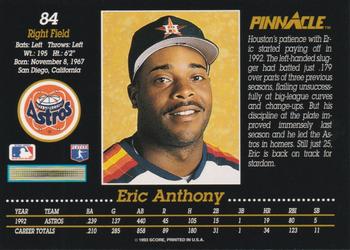 1993 Pinnacle #84 Eric Anthony Back