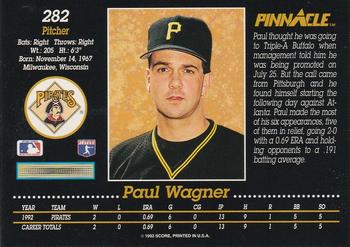 1993 Pinnacle #282 Paul Wagner Back