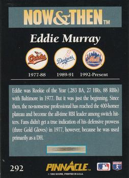 1993 Pinnacle #292 Eddie Murray Back