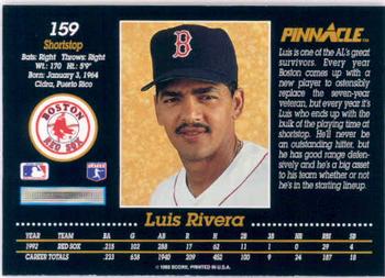 1993 Pinnacle #159 Luis Rivera Back