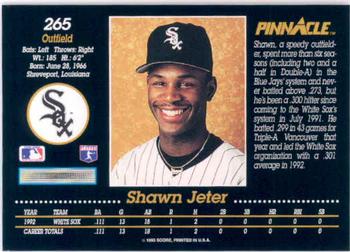1993 Pinnacle #265 Shawn Jeter Back