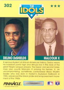 1993 Pinnacle #302 Delino DeShields / Malcolm X Back