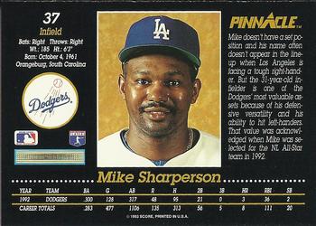 1993 Pinnacle #37 Mike Sharperson Back