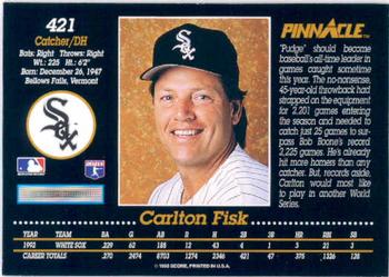 1993 Pinnacle #421 Carlton Fisk Back