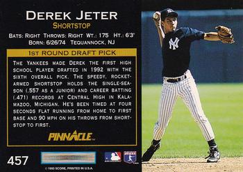 1993 Pinnacle #457 Derek Jeter Back