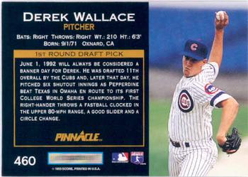 1993 Pinnacle #460 Derek Wallace Back