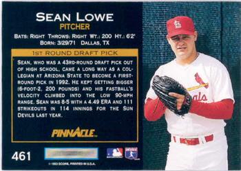 1993 Pinnacle #461 Sean Lowe Back