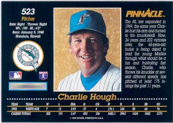1993 Pinnacle #523 Charlie Hough Back