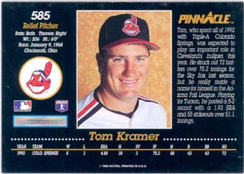 1993 Pinnacle #585 Tom Kramer Back