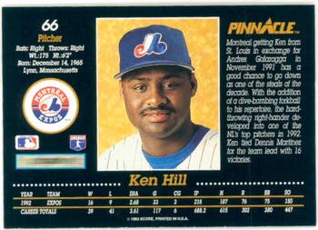 1993 Pinnacle #66 Ken Hill Back