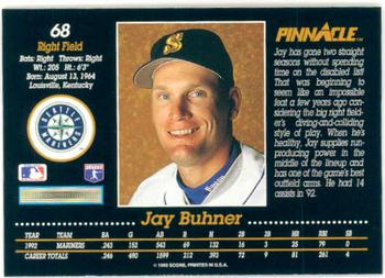 1993 Pinnacle #68 Jay Buhner Back