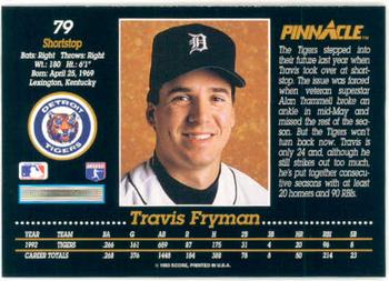 1993 Pinnacle #79 Travis Fryman Back