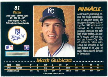 1993 Pinnacle #81 Mark Gubicza Back