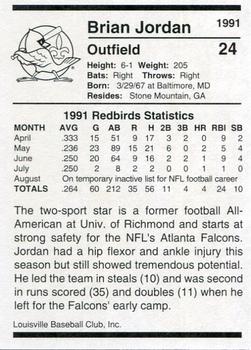 1991 Louisville Redbirds #24 Brian Jordan Back