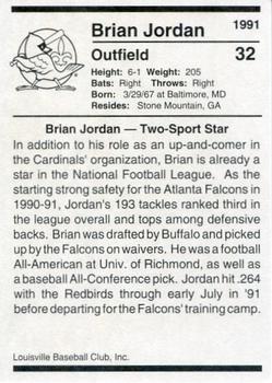 1991 Louisville Redbirds #32 Brian Jordan Back