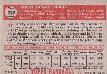 1952 Topps #239 Rocky Bridges Back