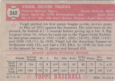 1952 Topps #262 Virgil Trucks Back