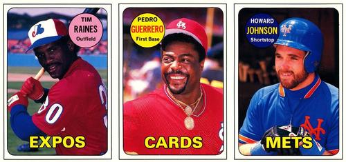 1990 Baseball Cards Magazine '69 Topps Repli-Cards - Panels #22-24 Howard Johnson / Pedro Guerrero / Tim Raines Front