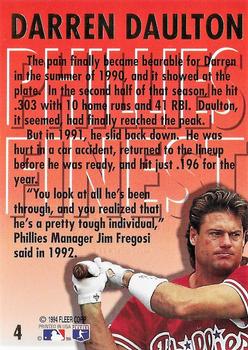1994 Ultra - Phillies Finest Autographed #4 Darren Daulton Back