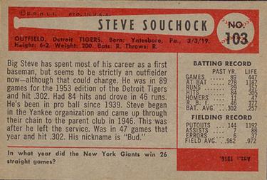 1954 Bowman #103 Steve Souchock Back