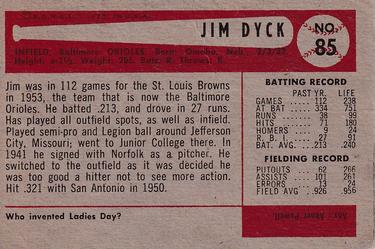 1954 Bowman #85 Jim Dyck Back
