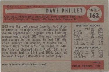 1954 Bowman #163 Dave Philley Back