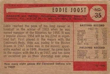1954 Bowman #35 Eddie Joost Back