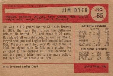 1954 Bowman #85 Jim Dyck Back