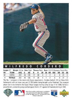 1993 Upper Deck #60 Wilfredo Cordero Back