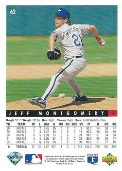 1993 Upper Deck #62 Jeff Montgomery Back