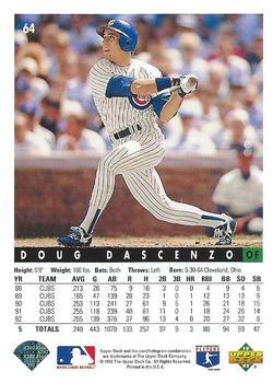 1993 Upper Deck #64 Doug Dascenzo Back
