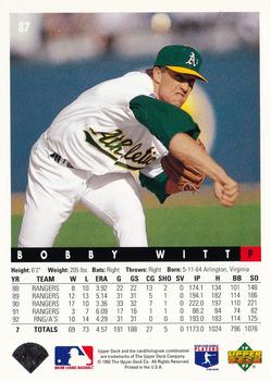 1993 Upper Deck #87 Bobby Witt Back