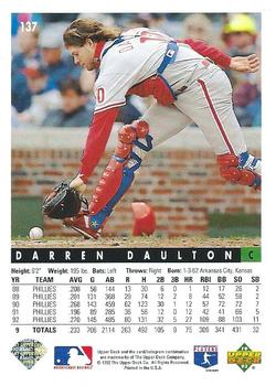 1993 Upper Deck #137 Darren Daulton Back