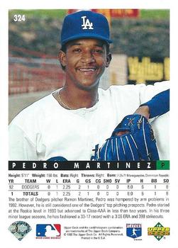 1993 Upper Deck #324 Pedro Martinez Back