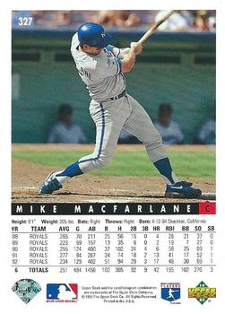 1993 Upper Deck #327 Mike Macfarlane Back