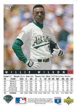 1993 Upper Deck #417 Willie Wilson Back