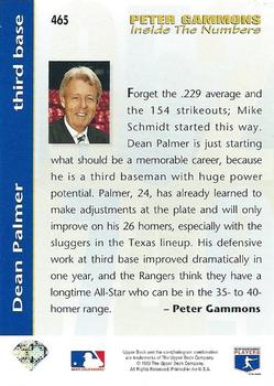 1993 Upper Deck #465 Dean Palmer Back