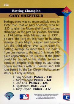 1993 Upper Deck #494 Gary Sheffield Back