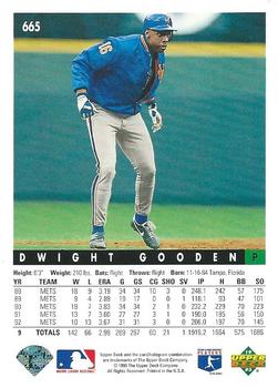 1993 Upper Deck #665 Dwight Gooden Back